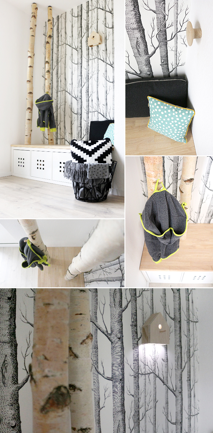 DIY Garderobe mit Birkenstämmen selbst bauen