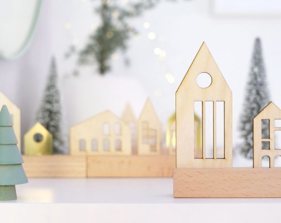 DIYnachten mit Mr BEam und GIngered Things - Wintderdorft aus Holz und Schildermaterial als Weihnachtsdeko